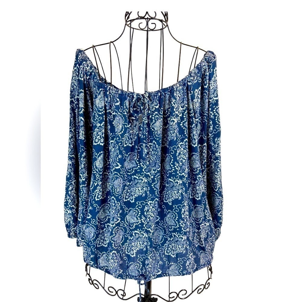Denim & Supply by Ralph Lauren Navy Floral Boho Peasant Top Cottagecore Medium